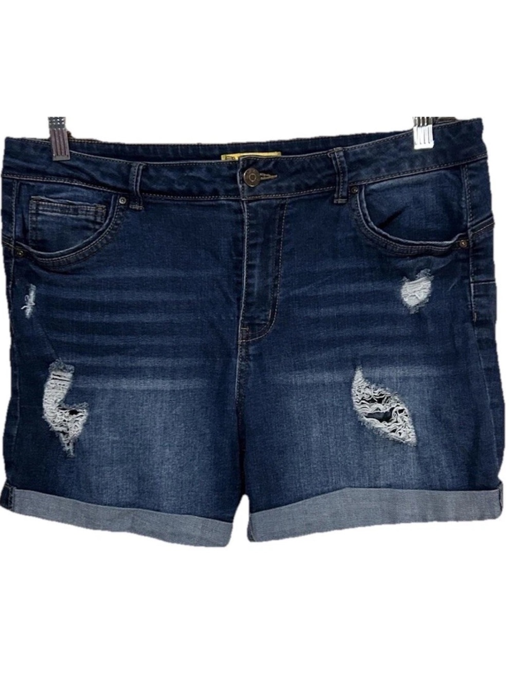 Wax Jeans Shorts 2XL Butt I Love You Stretch Denim Cuffed Distressed Size XXL